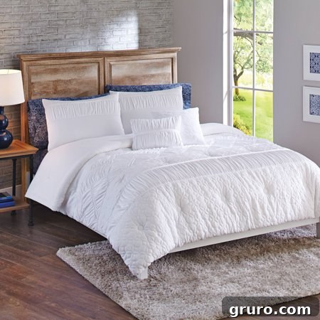 Textured Classic 5 Piece Comforter Set - Pleating, gathering, and quilting