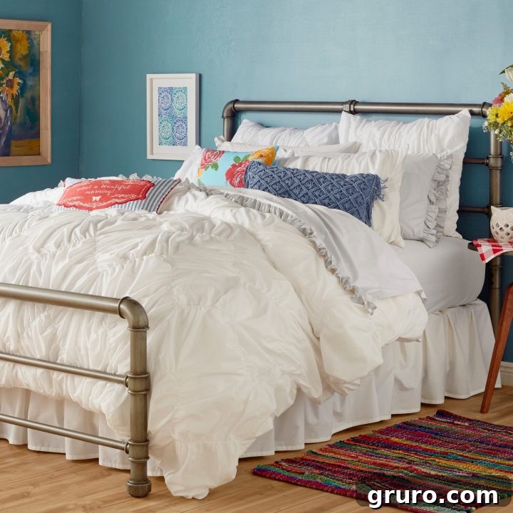The Pioneer Woman Ruched Chevron Bedding - Affordable White Bedding