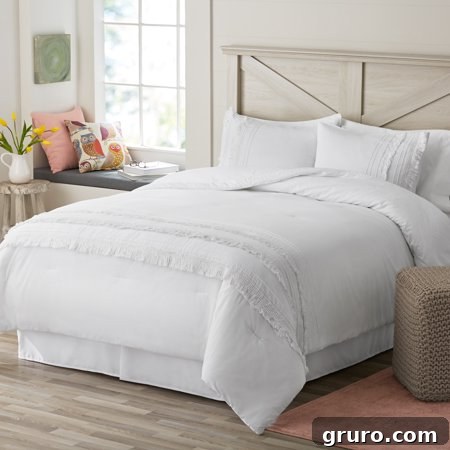 Reversible Mixed Pattern White Comforter Set - Affordable White Bedding