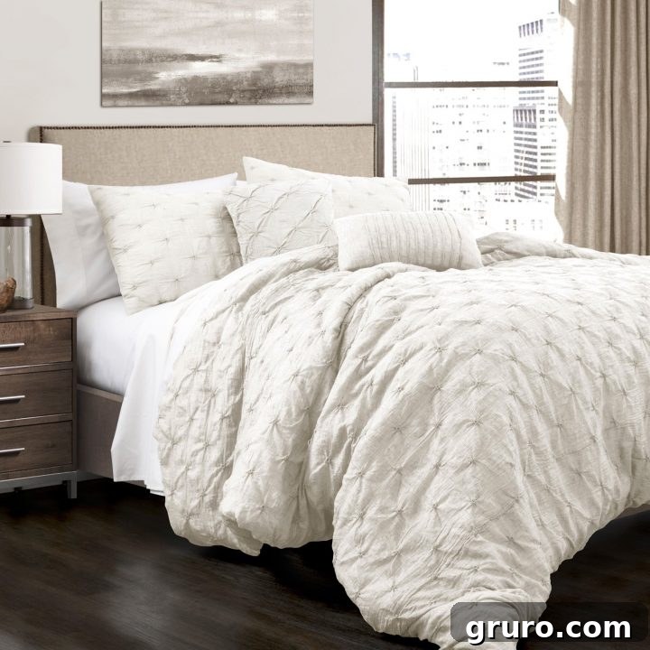 Ravello 5 Piece Pintuck Comforter Set - Luxurious hand-tucked details