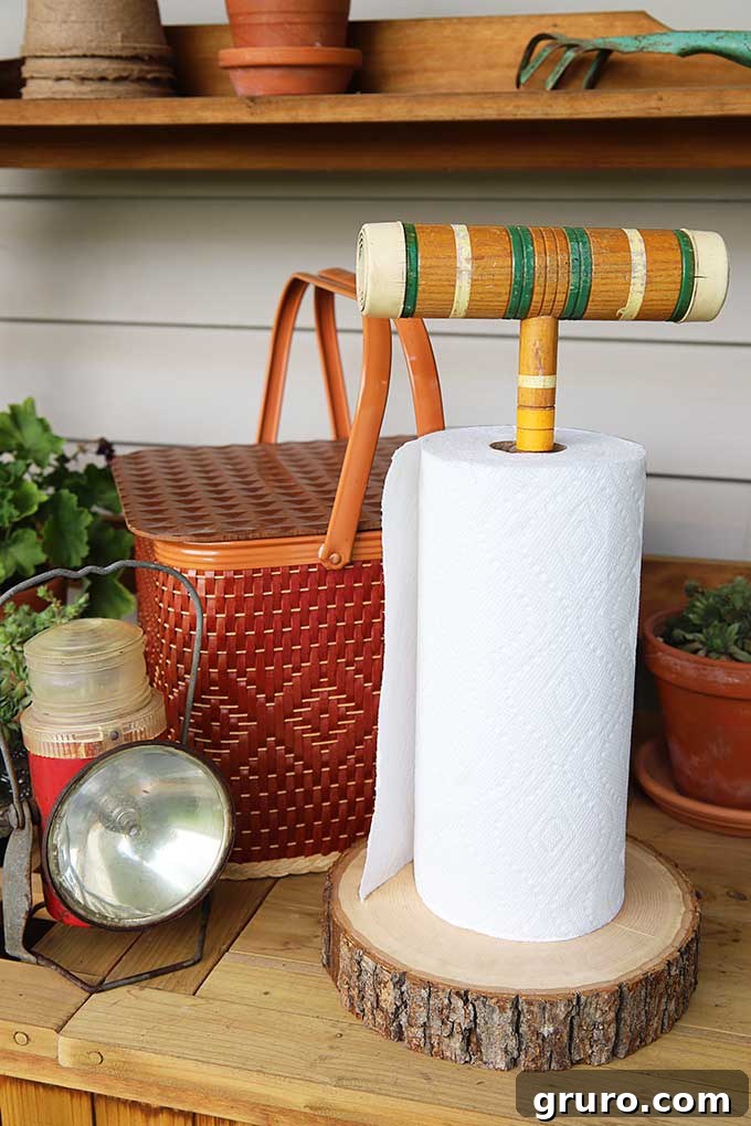 100+ Thrift Store Makeovers - classic croquet mallet gets repurposed Repurposed Vintage Croquet Set - Creative upcycling turns classic croquet mallets into charming, unexpected home decor.