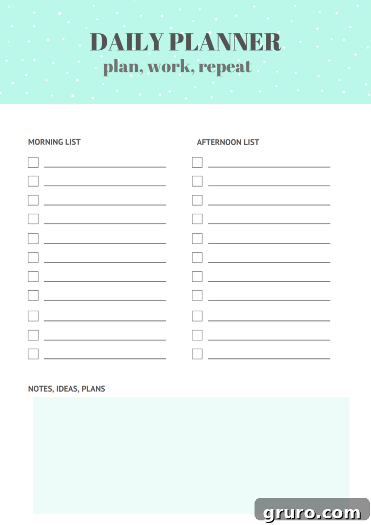 Daily Planner - free printable planner for daily organization and productivity