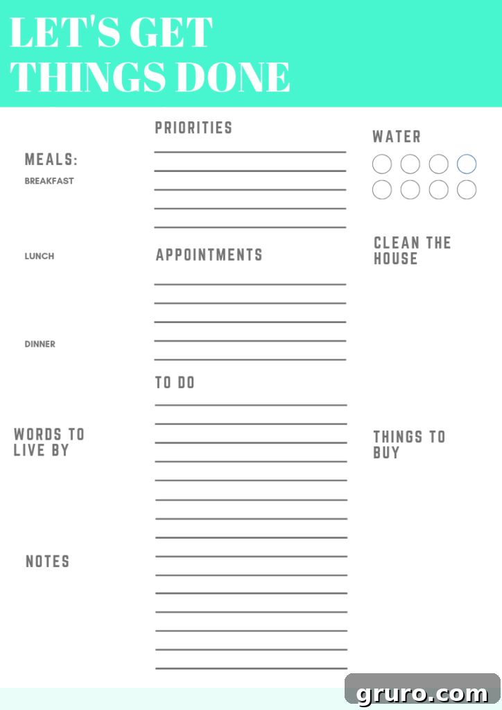 Free printable planner for daily, weekly, and monthly organization