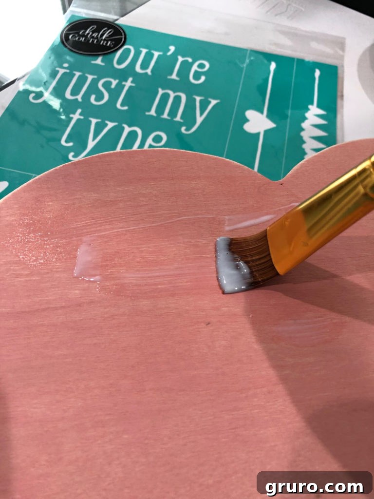 DIY Valentine's Day Decor Clear coat over wood heart for DIY Valentine's Day Decor using Chalk Couture