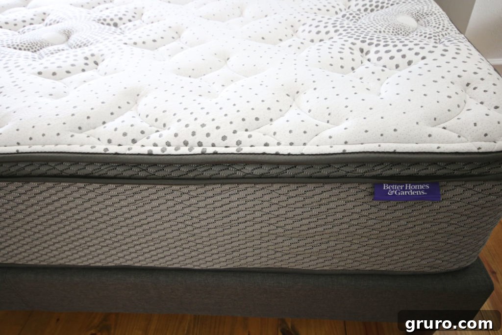 Better Homes & Gardens mattress for ultimate comfort Better Homes & Gardens plush comfort mattress, a key element of the Modern Farmhouse Bedroom Makeover