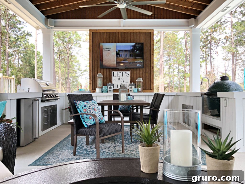 Dining room on the porch ready for entertaining