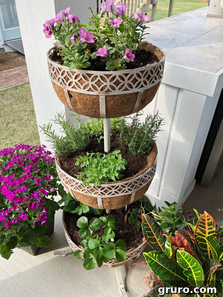 flowers and veggies tiered planter