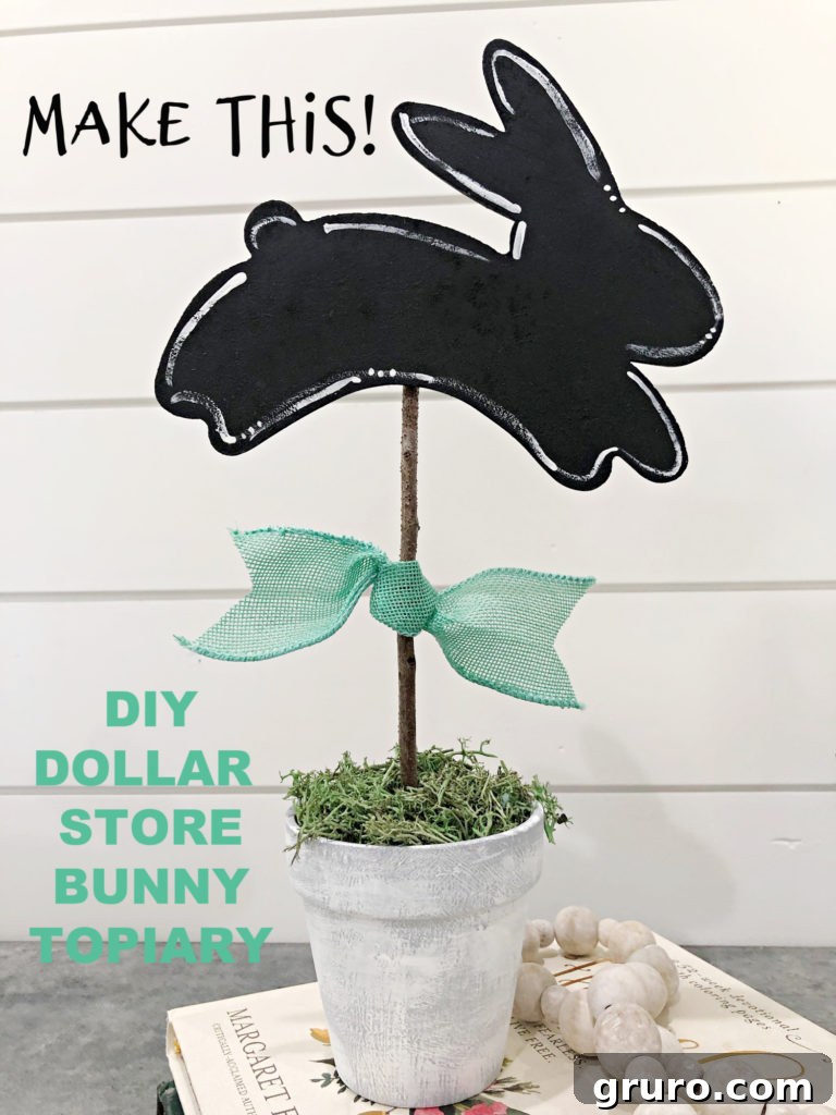 Pin for Later: Bunny Topiary DIY Easy DIY bunny topiary craft for affordable and charming Easter home decorations