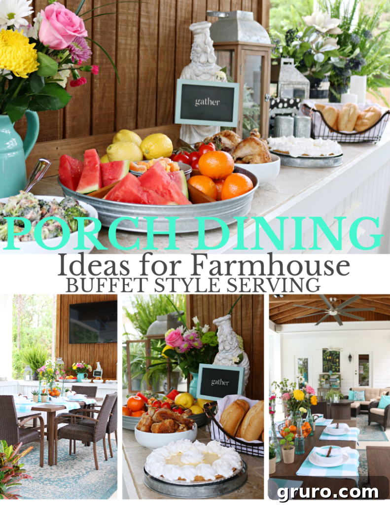 A captivating view of an outdoor farmhouse buffet dining setup, ready for guests.