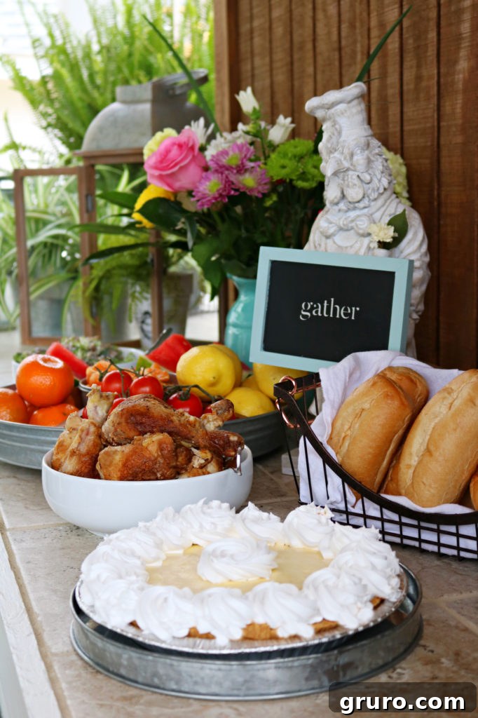 Detailed ideas for an inviting outdoor buffet setup, highlighting dish presentation.