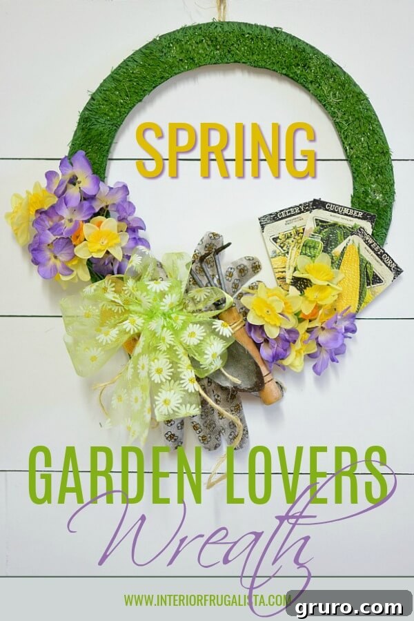 Beautiful Spring Garden Lovers Wreath featuring vibrant floral and natural elements