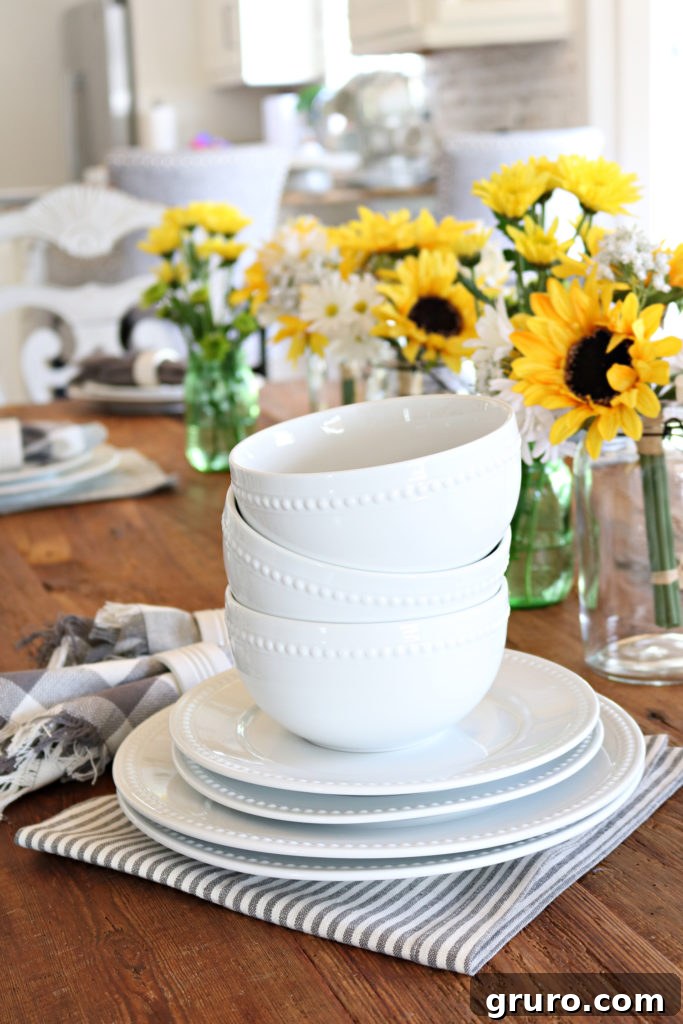 Better Homes & Gardens Porcelain serving pieces - White Farmhouse dishes perfect for Mother's Day or any day.
