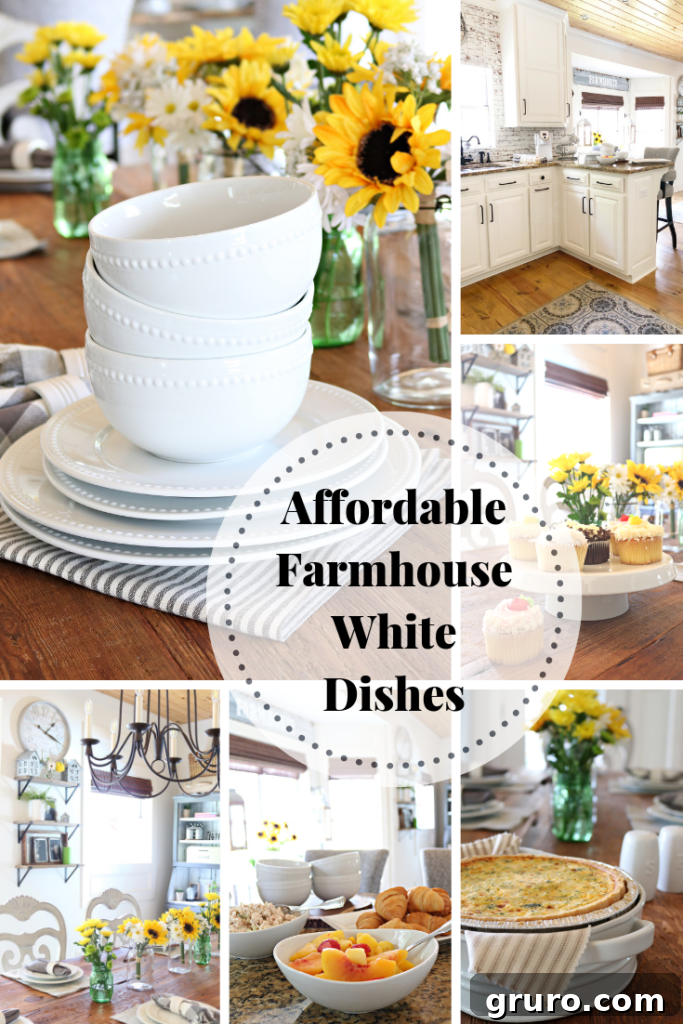 Affordable white dishes buffet for Mother's Day and everyday! Perfect for farmhouse style.