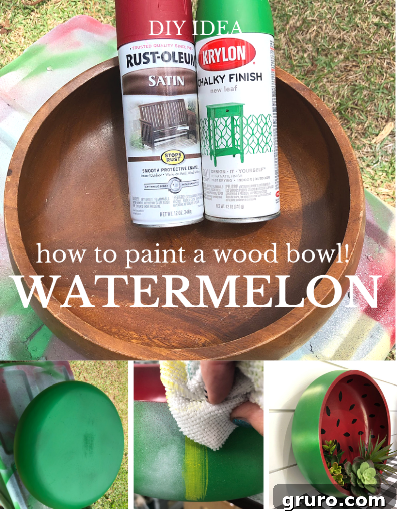 How to DIY paint a watermelon bowl, a step-by-step guide