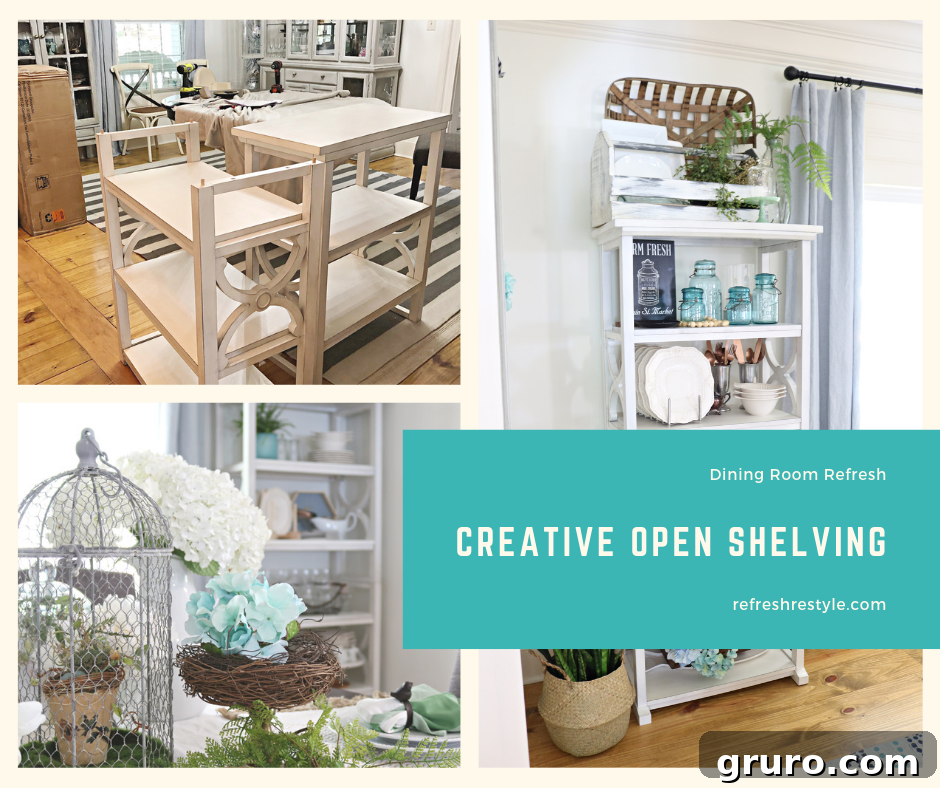 Curated Dining Room Shelving 2 Creative open shelving for the dining room, showcasing a modern and airy aesthetic.