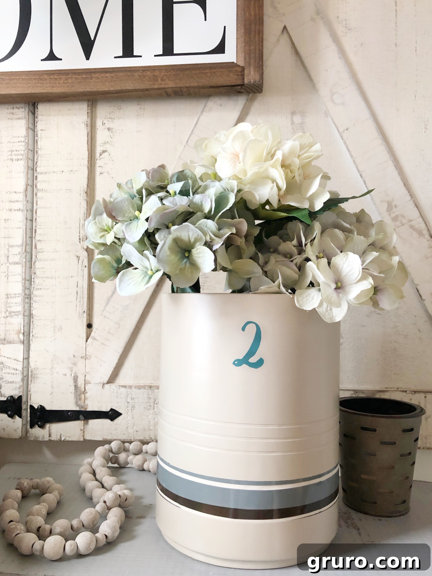 Rustic Crock Transformation 6 Make this DIY antique crock for budget-friendly farmhouse decor