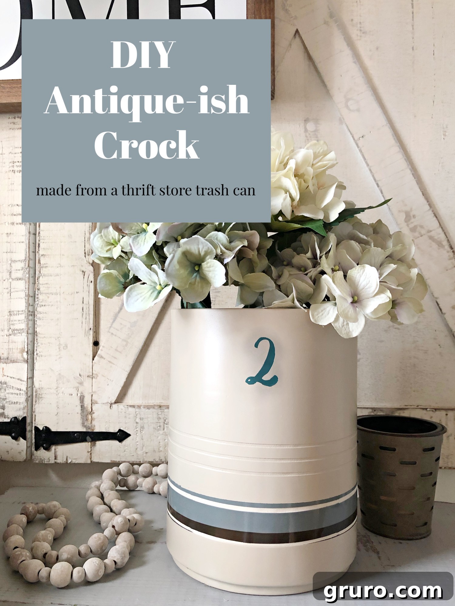 Rustic Crock Transformation 8 Before and After Antique Crock DIY thrift store find comparison