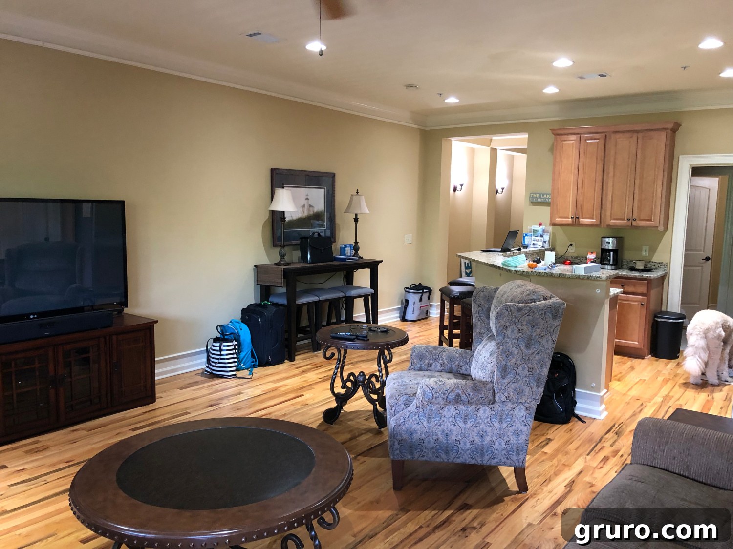 Our Lake Martin Oasis 6 Living room before renovation at Lake Martin condo