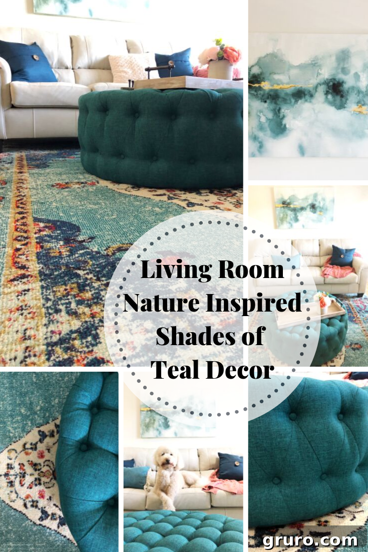 Nature-inspired home decor elements in shades of teal, perfect for creating a serene coastal vibe in a beach or lake house.