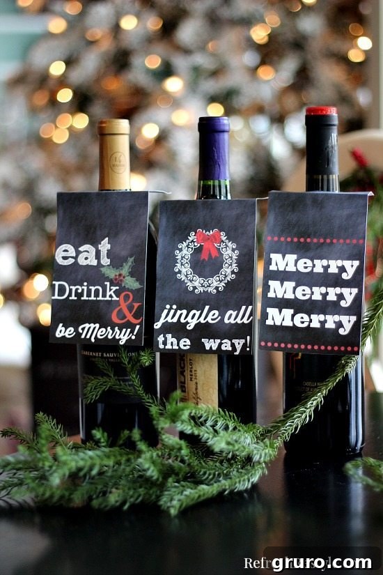 Complimentary Printable Holiday Gift Tags 2 Elegant Christmas Tags for Wine Bottles - Free Printable