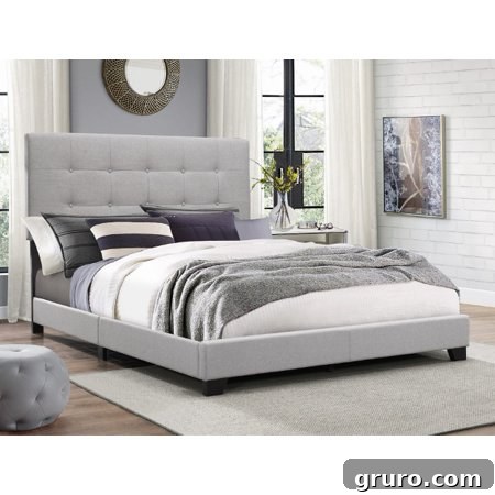 Gray panel bed