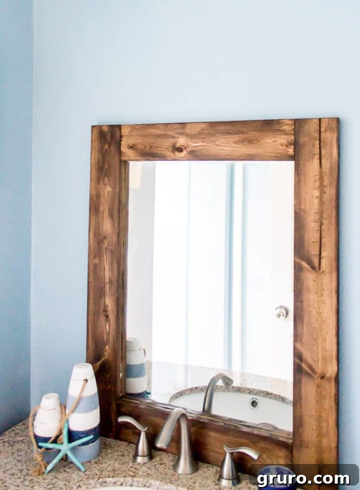 DIY Rustic Bathroom Mirror from thrift store finds