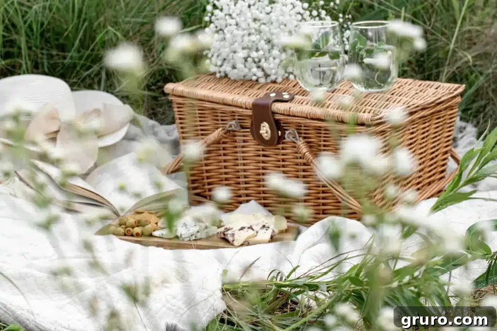 Assorted picnic foods, including sandwiches and salads, neatly packed for outdoor dining.