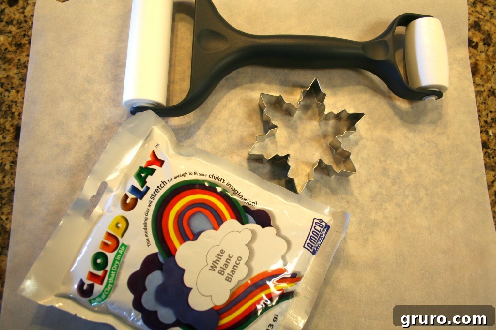 Craft Supplies for Handmade Ornaments Various craft supplies for making Cloud Clay ornaments