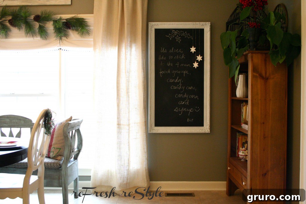 Large old framed picture before transformation into a chalkboard