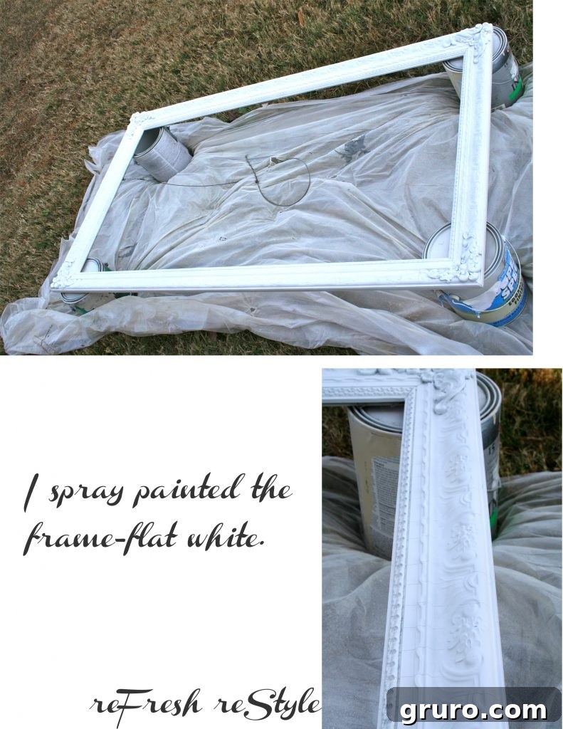 Applying spray chalkboard paint to the board