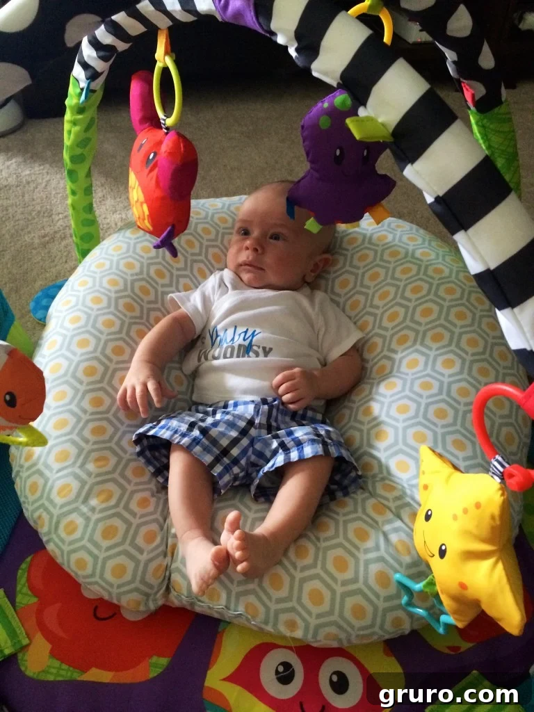 3-Month Progress Update: What Changed and What's Next 26 swatting toys on the activity mat